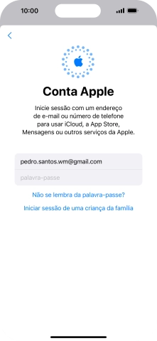Prima palavra-passe e introduza a password do ID Apple.