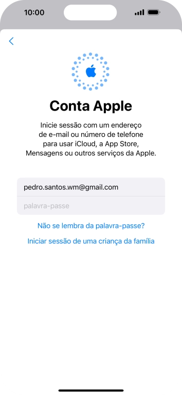 Prima palavra-passe e introduza a password do ID Apple.