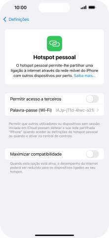 Prima Palavra-passe (Wi-Fi) e introduza a password pretendida.