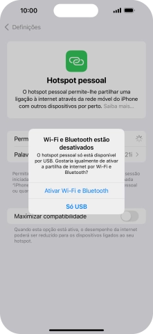 Se o Wi-Fi estiver desativado, prima Ativar Wi-Fi e Bluetooth.
