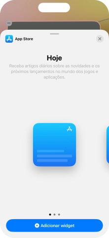 Para escolher a dimensão pretendida para o widget, deslize o dedo para a direita ou para a esquerda sobre o ecrã.