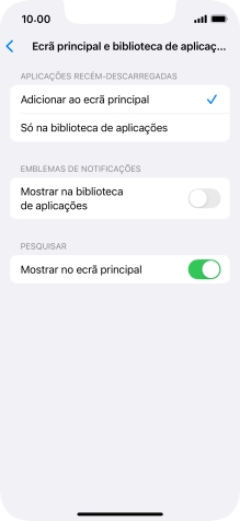 Para adicionar apps recém descarregadas ao ecrã inicial e à biblioteca de apps, deve premir Adicionar ao ecrã principal.