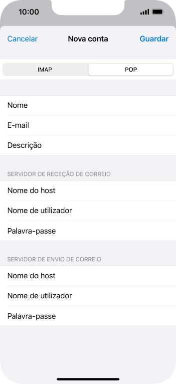 Prima Guardar. A sua conta de e-mail está agora configurada. Se pretender escolher definições adicionais para o servidor de receção e envio, siga os passos seguintes.