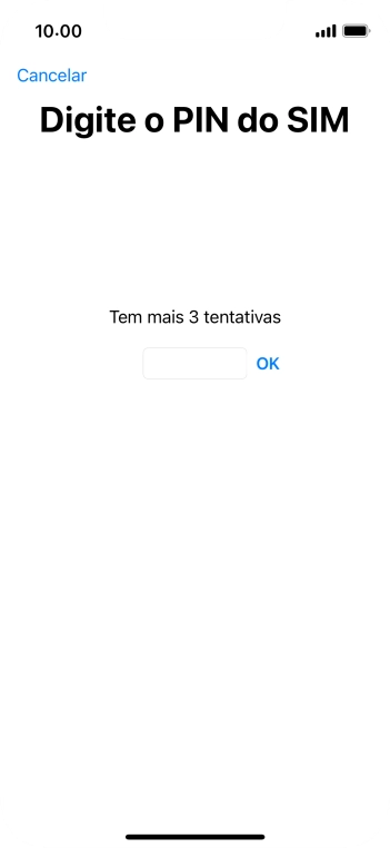 Se o cartão SIM estiver bloqueado, deve introduzir o código PIN e premir OK.