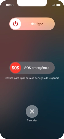 Prima o ícone para desligar e arraste-o para a direita.