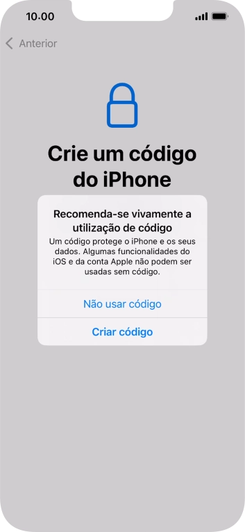 Se desativar a função, prima Não usar código.