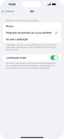 Prima a definição pretendida para ativar ou desativar a função.