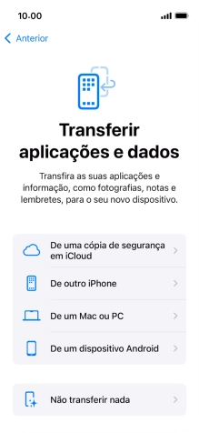 É possível transferir conteúdo de um telefone Android quando o telefone for ativado antes da primeira utilização e quando o telefone tiver sido reiniciado. Quando esta imagem for mostrada no ecrã, o telefone está pronto para transferir conteúdo de um telefone Android.