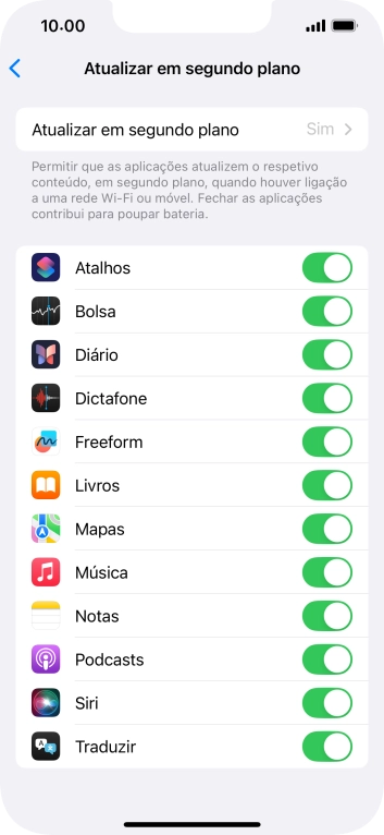 Prima Atualizar em segundo plano.