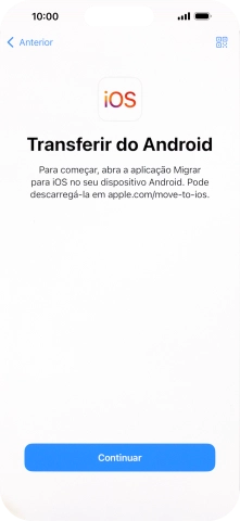 Antes de ser possível transferir conteúdo para o seu telefone, é necessário instalar a app 