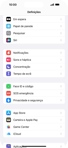 Prima Face ID e código.