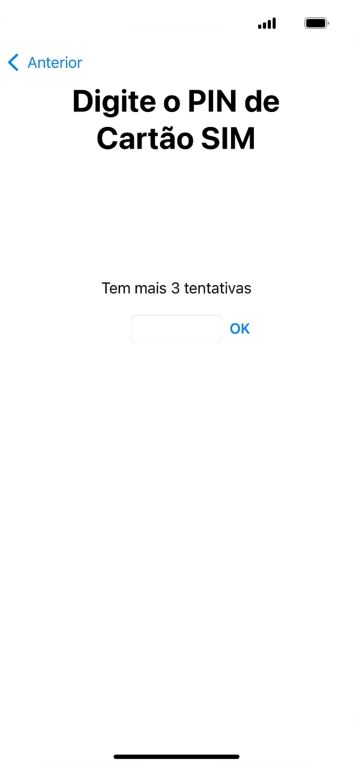 Se o cartão SIM estiver bloqueado, deve introduzir o código PIN e premir OK.