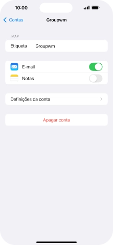 Prima Definições da conta.