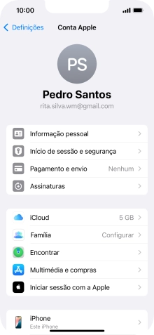 Para voltar ao ecrã inicial, deslize o dedo de baixo para cima a partir da base do ecrã.