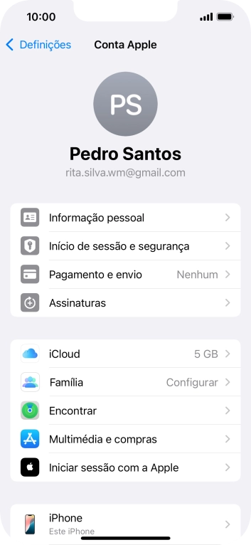 Para voltar ao ecrã inicial, deslize o dedo de baixo para cima a partir da base do ecrã.