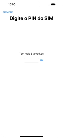 Se o cartão SIM estiver bloqueado, deve introduzir o código PIN e premir OK.