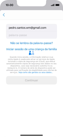 Prima palavra-passe e introduza a password do ID Apple.