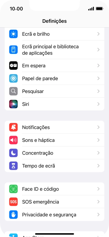 Prima Face ID e código.