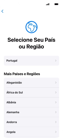 Prima a área ou país pretendido.