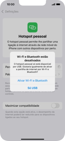 Se o Wi-Fi estiver desativado, prima Ativar Wi-Fi e Bluetooth.