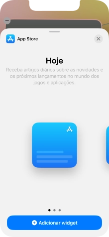 Para escolher a dimensão pretendida para o widget, deslize o dedo para a direita ou para a esquerda sobre o ecrã.