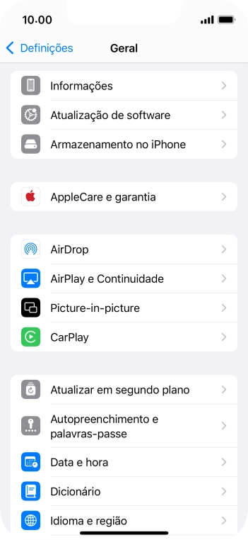 Prima Atualização de software. Se existir uma nova versão de software disponível, será agora indicado no ecrã. Siga as indicações no ecrã para atualizar o software do telefone.