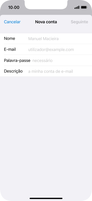 Prima Nome e introduza o nome do remetente pretendido.