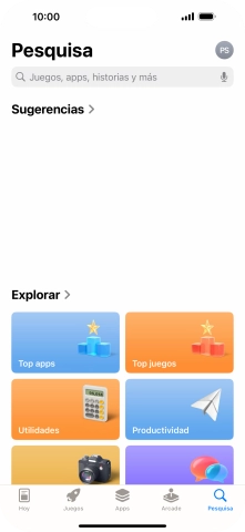 Prima o campo de pesquisa e introduza o nome ou categoria da app pretendida.