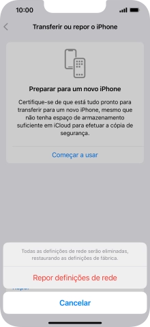 Prima Repor definições de rede.