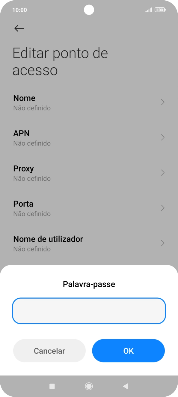 Introduza vodafone e prima OK.