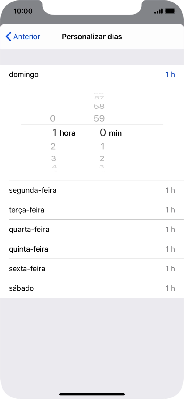 Escolha o limite de tempo pretendido.