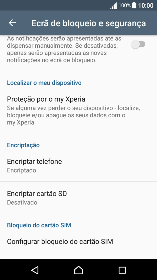 Prima Configurar bloqueio do cartão SIM.