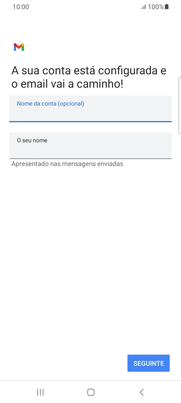 Prima O seu nome e introduza o nome do remetente pretendido.