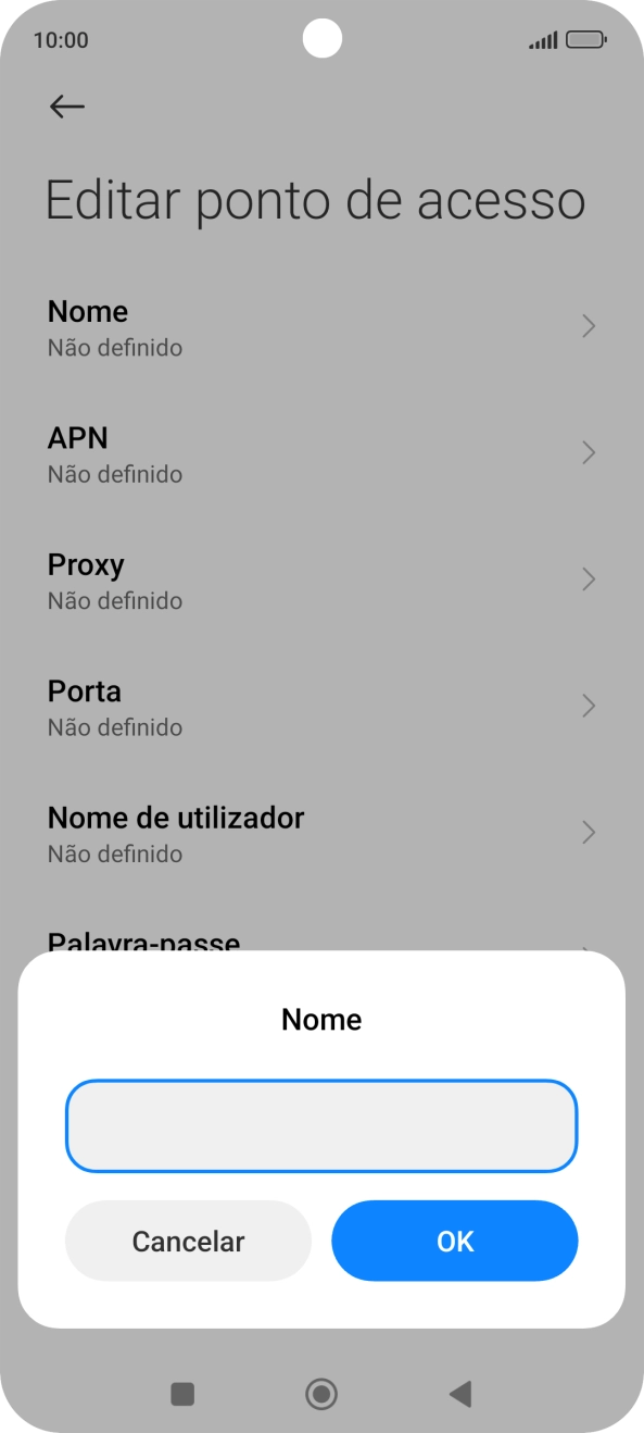 Introduza Vodafone Internet e prima OK.
