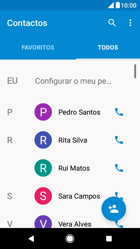 Prima o ícone de novo contacto.