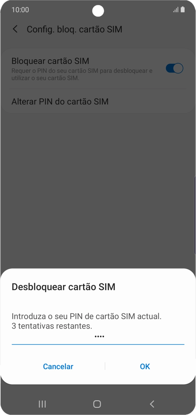 Introduza o seu código PIN e prima OK.