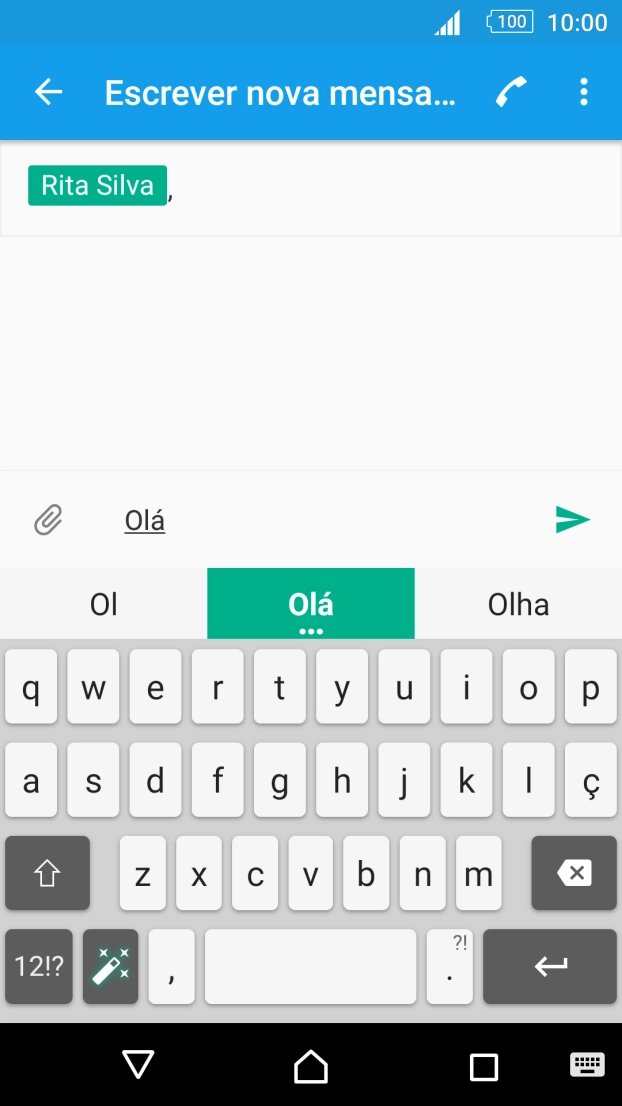 Prima o ícone para enviar quando terminar de escrever a sua mensagem curta.