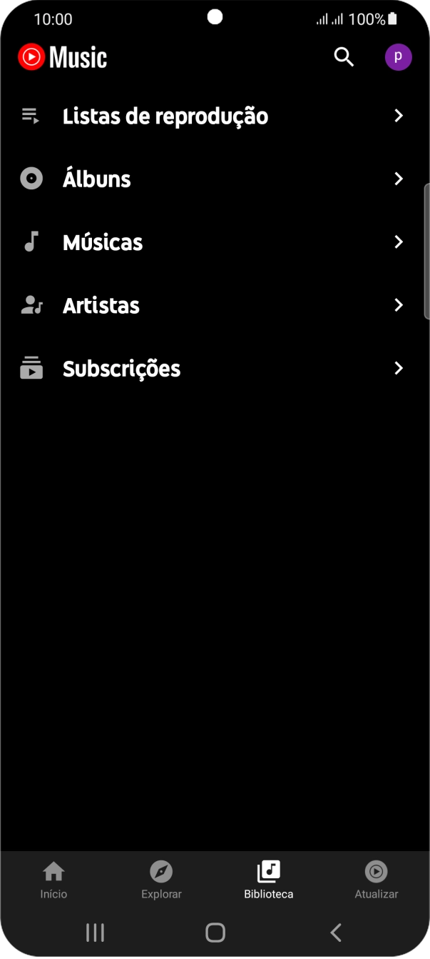 Prima a categoria pretendida e dirija-se ao ficheiro de música pretendido.