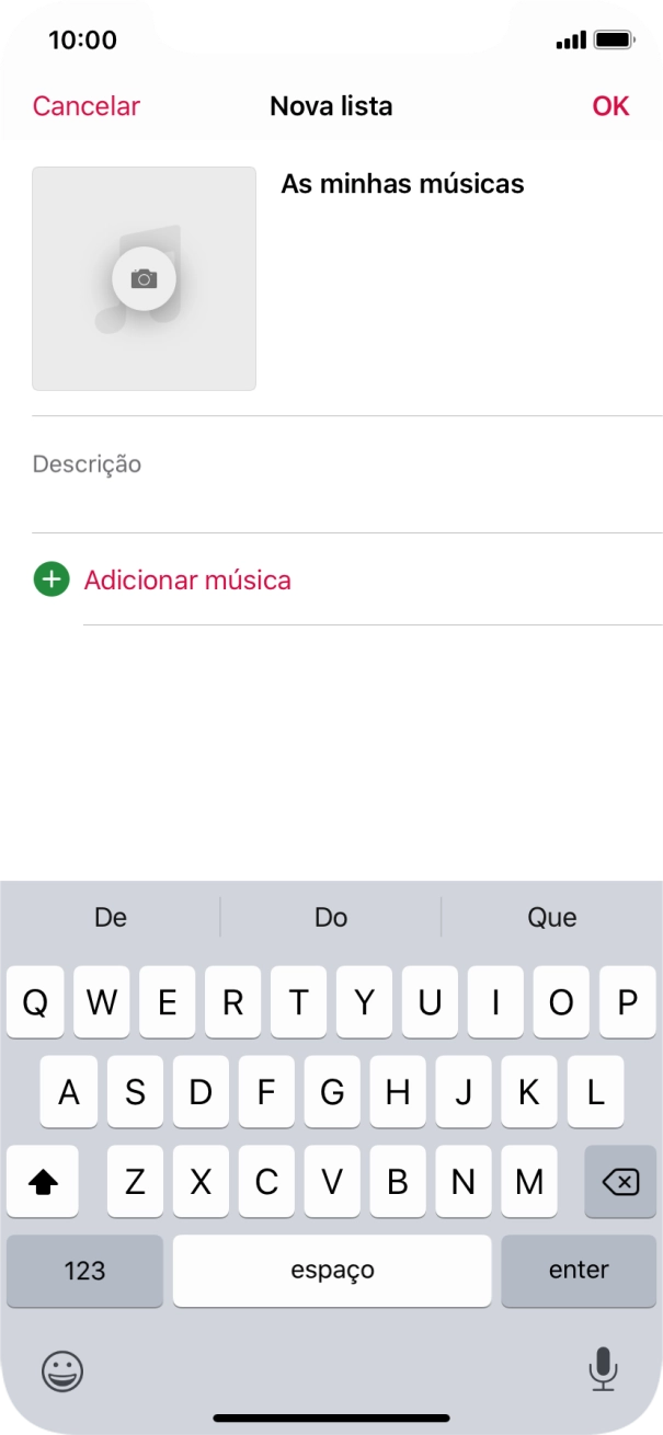 Prima Adicionar música.