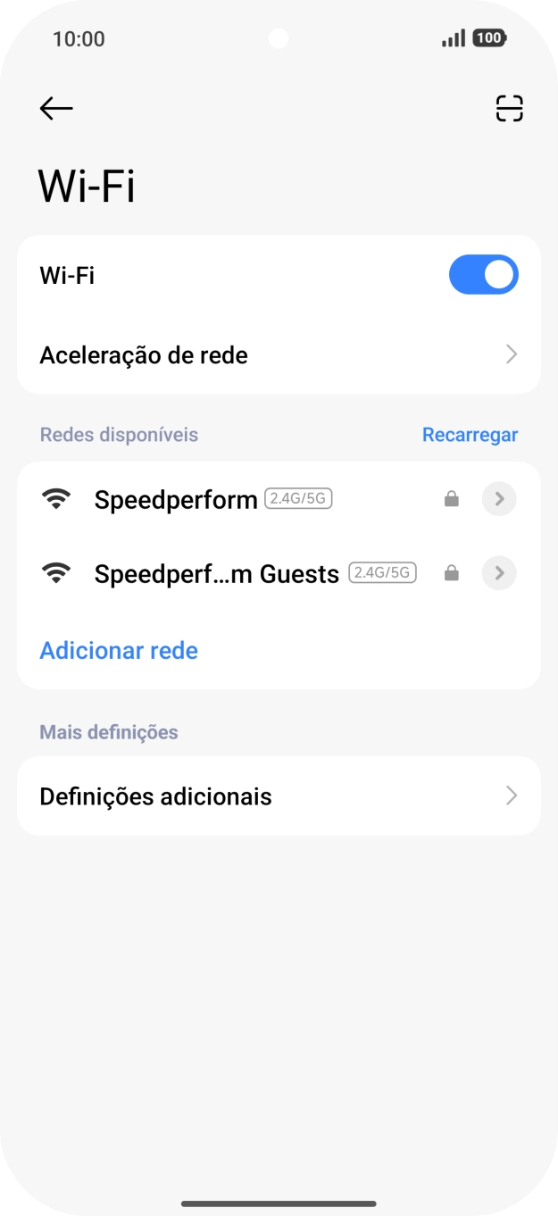 Prima a rede pretendida.