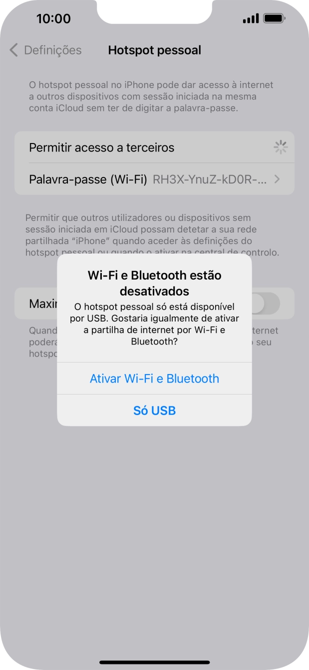 Se o Wi-Fi estiver desativado, prima Ativar Wi-Fi e Bluetooth.