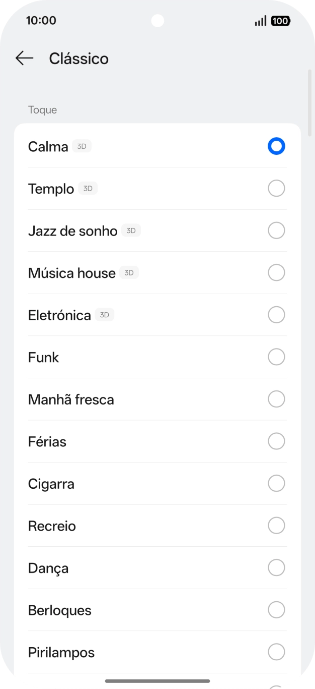 Prima os tons de toque pretendidos para os ouvir.