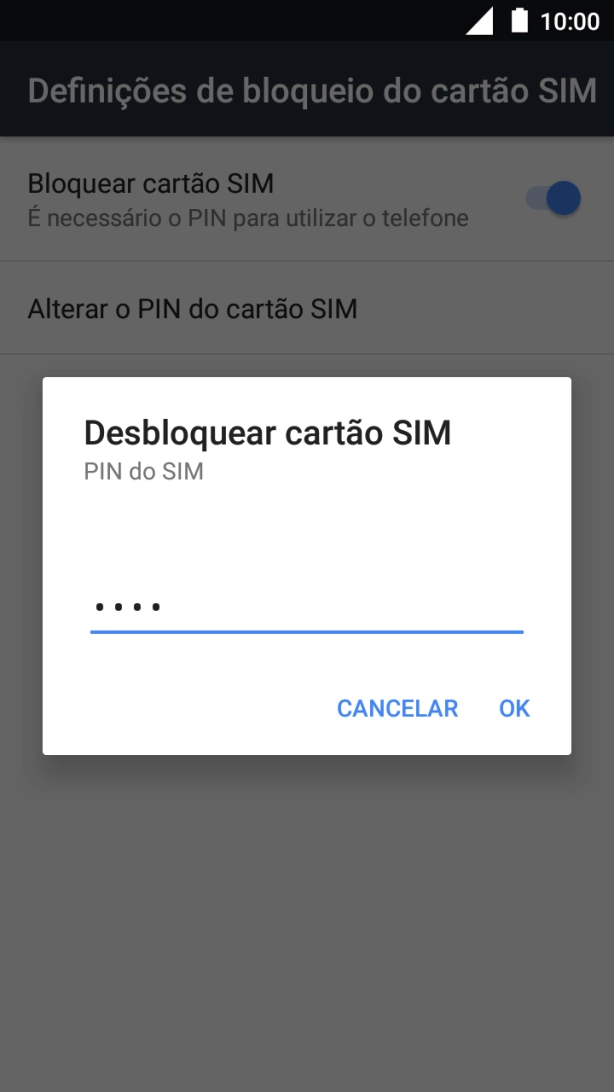 Introduza o seu código PIN e prima OK.