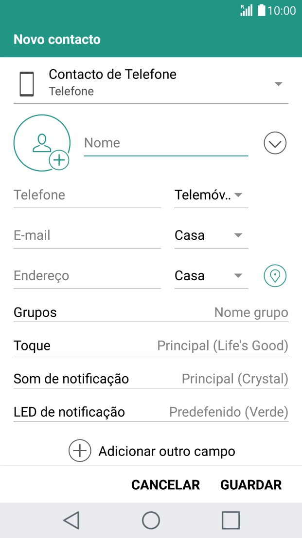 Prima a lista suspensa da lista de contactos.