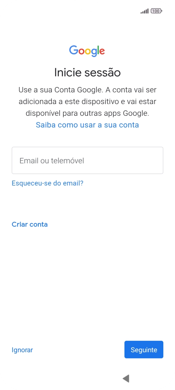 Siga as indicações no ecrã para terminar a ativação.