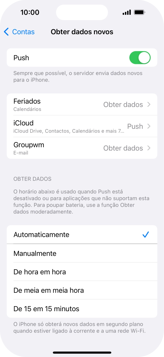 Se desativar a função, prima a definição pretendida.