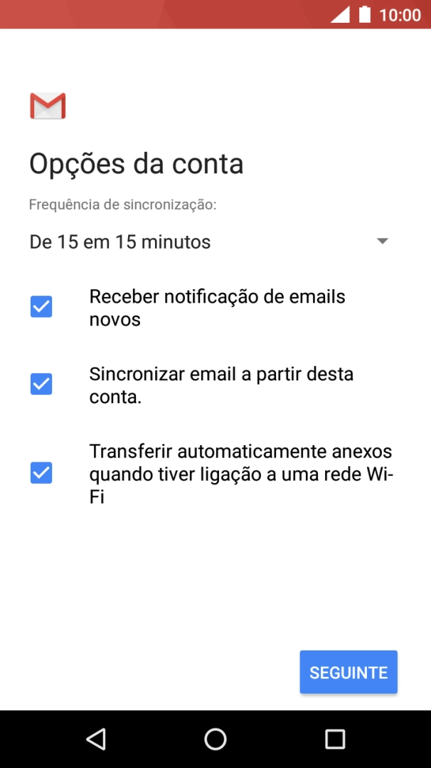 Se o ecrã mostrar esta imagem, a sua conta foi identificada e configurada automaticamente. Siga as indicações no ecrã para introduzir informações adicionais e concluir a configuração.