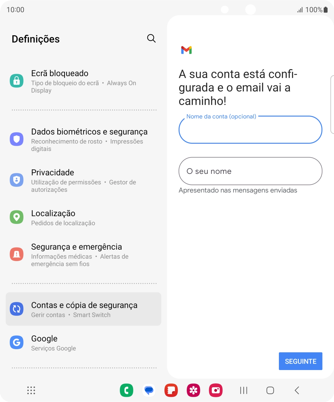 Prima O seu nome e introduza o nome do remetente pretendido.