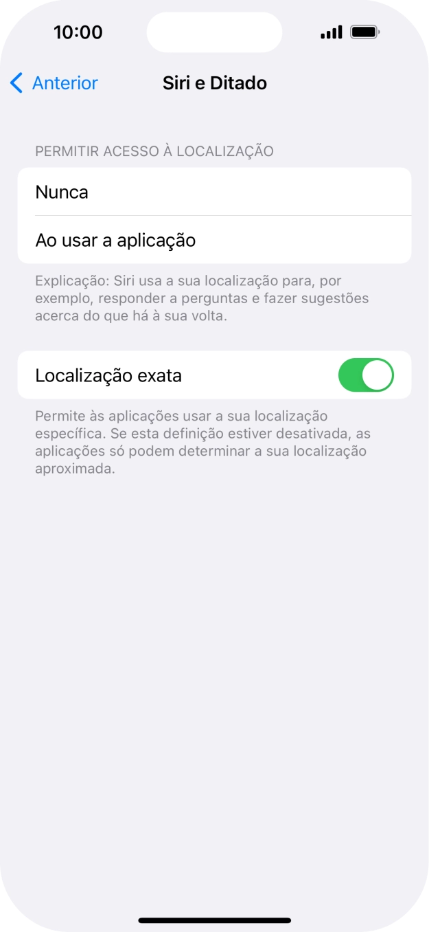 Prima a definição pretendida para ativar ou desativar a função.
