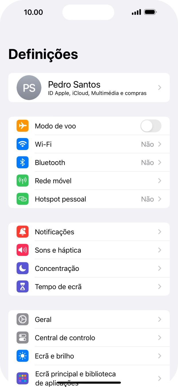 Prima Tempo de ecrã e escolha, se necessário, o membro pretendido do seu grupo familiar.